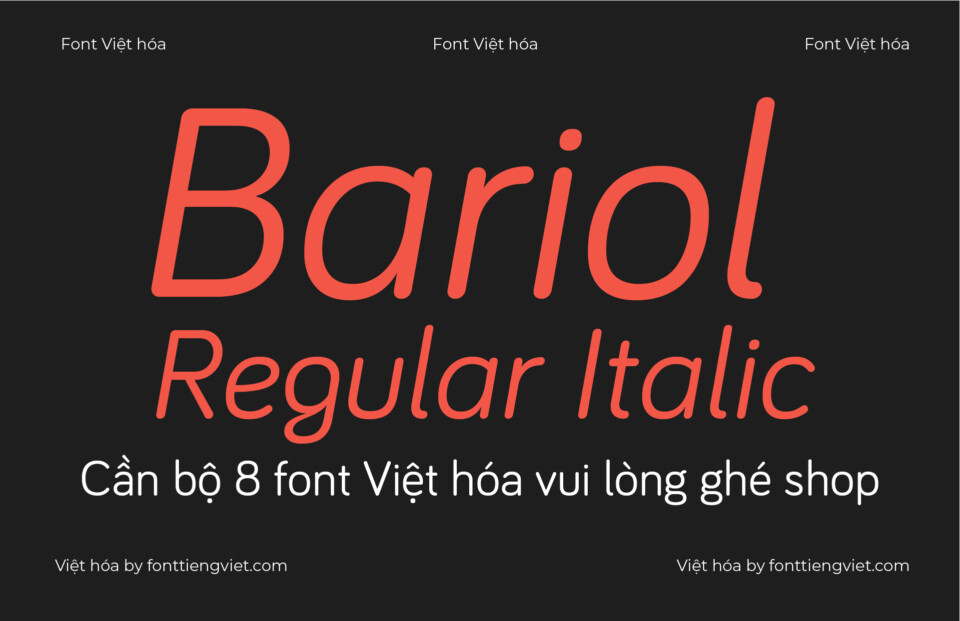 Font Việt hóa VIP Bariol Regular Italic